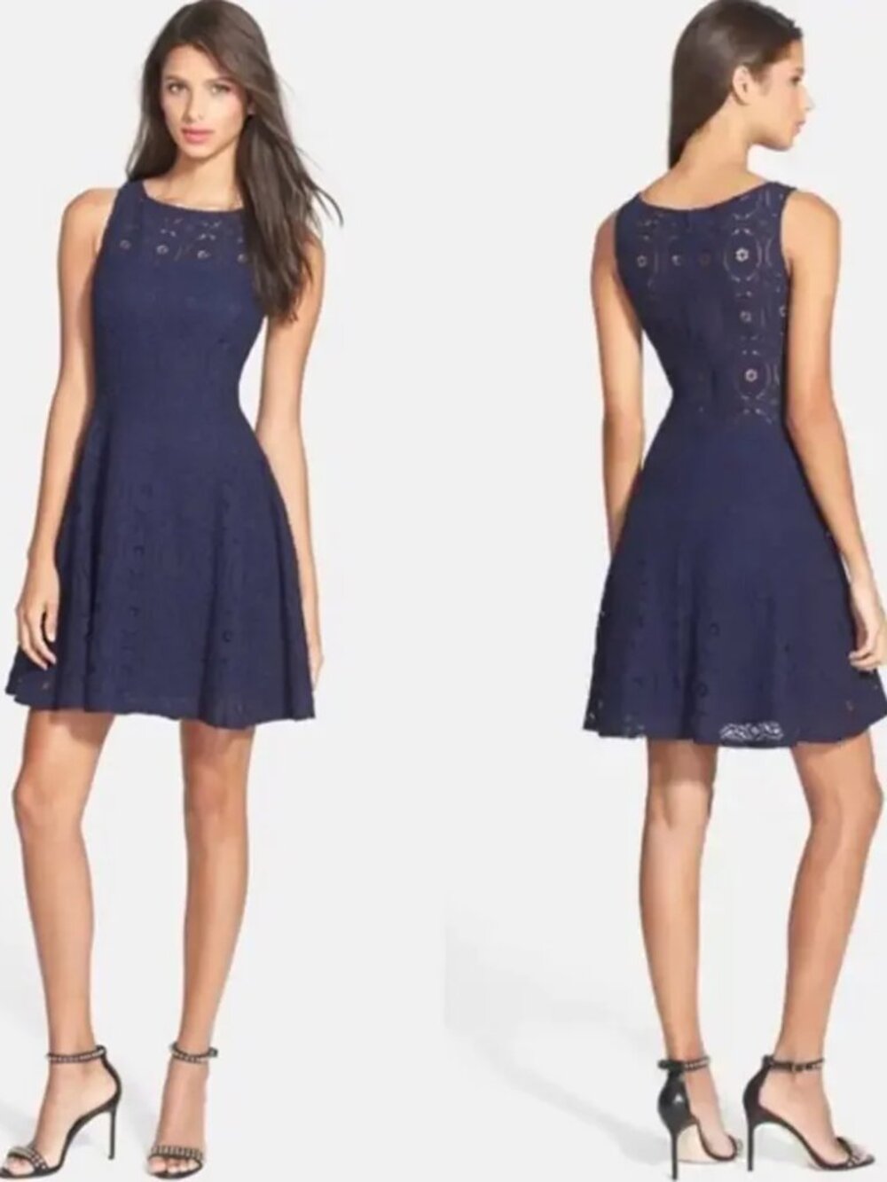 BB Dakota Renley Dress Women XS Navy Lace Fit Flare